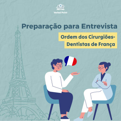 Ilustração de entrevista com texto sobre preparação para entrevista da Ordem dos Cirurgiões-Dentistas de França
