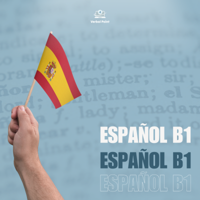 Bandeira de Espanha pequena com texto ESPAÑOL B1