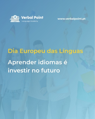 Promoção Dia Europeu das Línguas pela Verbal Point Language Academy com jovens e texto
