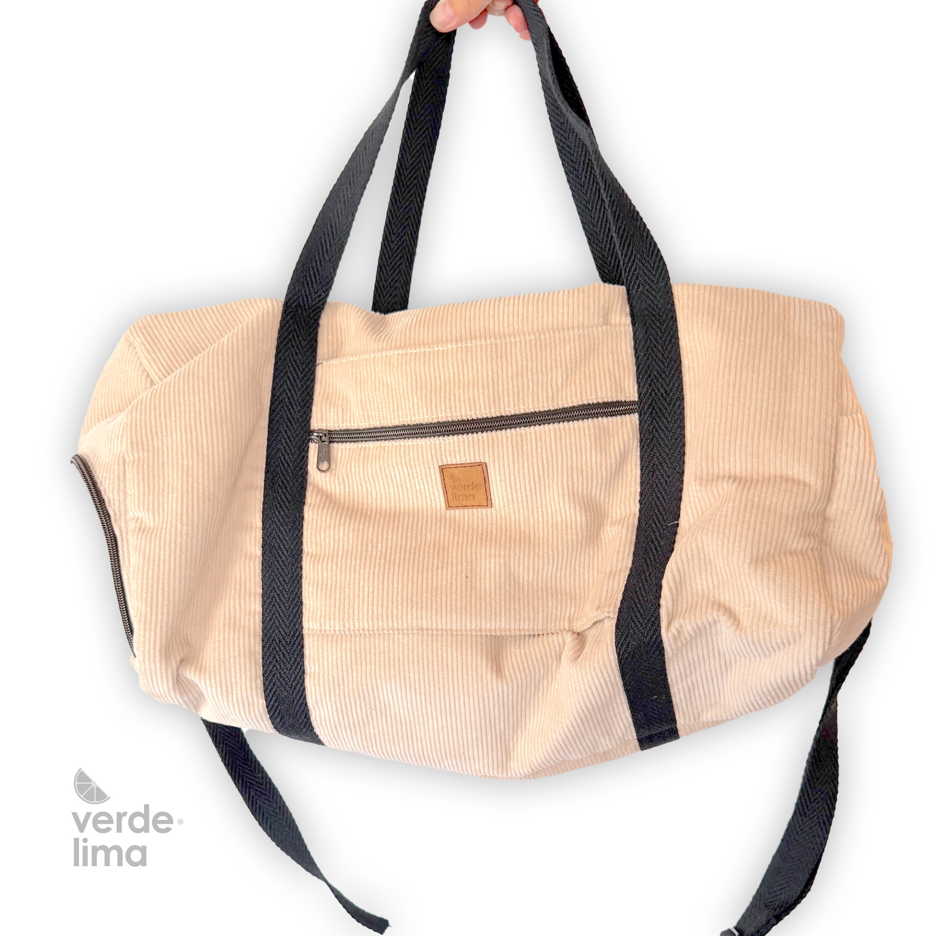 Saco de desporto - Bombazine risca larga areia Saco de desporto - Bombazine risca larga areia