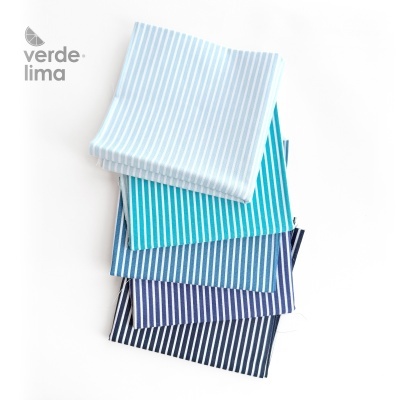 Pack de retalhos - Riscas tons azul céu