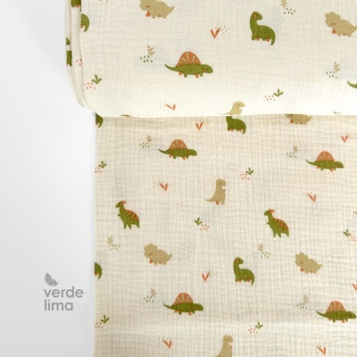 Musselina - Dinossauros fundo bege