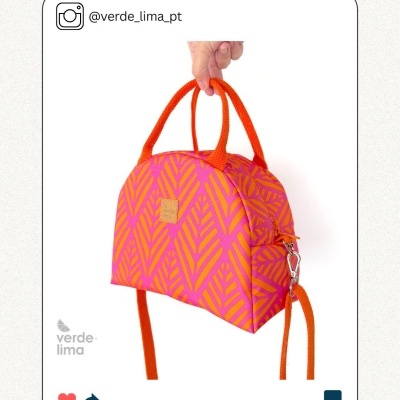 Nylon Impermeável - Geométrico rosa e laranja (novo tom)