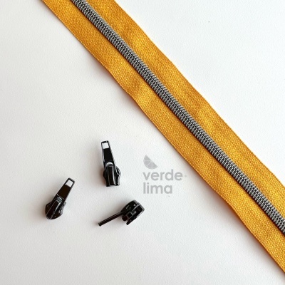 Fecho zipper metalizado pré-cortado 3m - Antracite