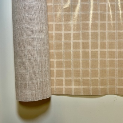 Retalho 17x140cm -Tecido Plastificado - Quadriculado rosa nude