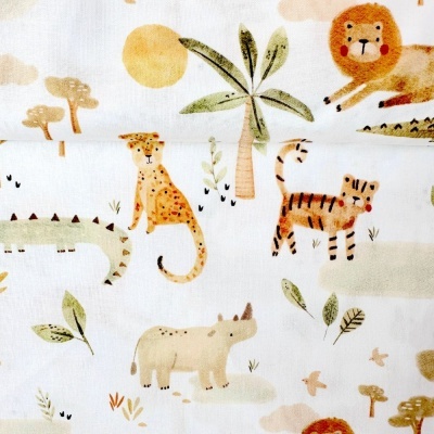 Tecido de Algodão - Estampado digital - Savana - Animais na savana