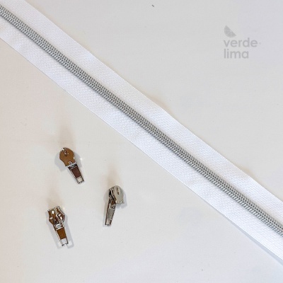Fecho zipper metalizado pré-cortado 3m - Prateado