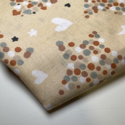 Retalho 46x150cm - Tecido de Algodão - Bons Sonhos - Corações e estrelas