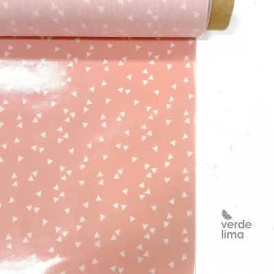 Tecido Plastificado - Triangles - Rosa Claro