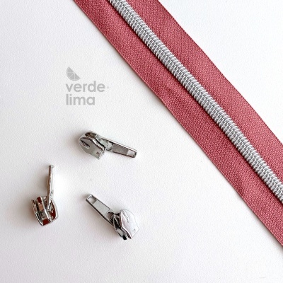 Fecho zipper metalizado pré-cortado 3m - Prateado