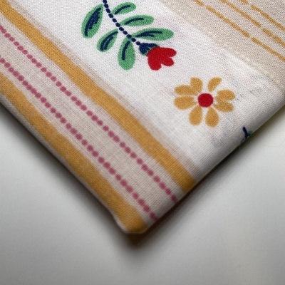 Retalho 20x150cm - Tecido de Algodão - Riscas com flores e frutas