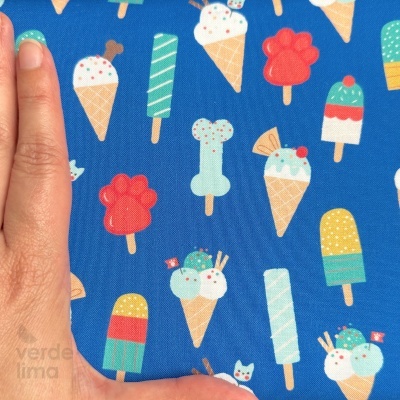 Tecido de Algodão - Puppy pool party - Ice Cream