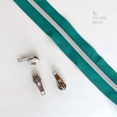 Fecho zipper metalizado pré-cortado 1m - Prateado
