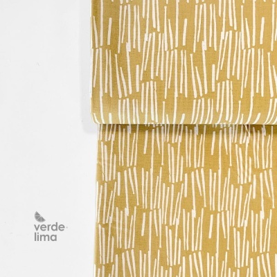 Tecido de Algodão - Riscado Mostarda