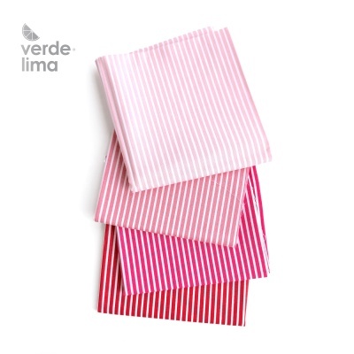 Pack de retalhos - Riscas tons cherry