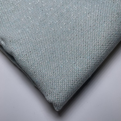 Retalho 51x138cm - Linho Alentejano com brilho (2,8m) - Verde Menta com fios prateados