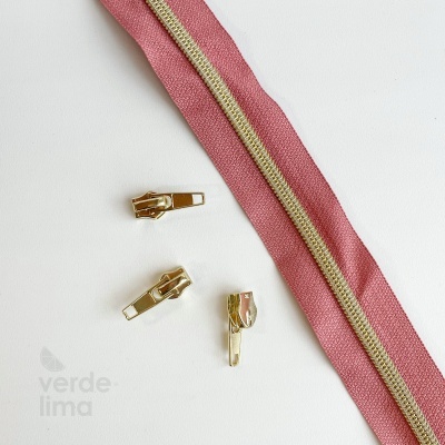 Fecho zipper metalizado pré-cortado 1m - Dourado