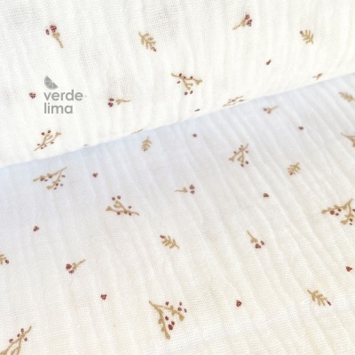 Musselina - Folhagens em fundo branco