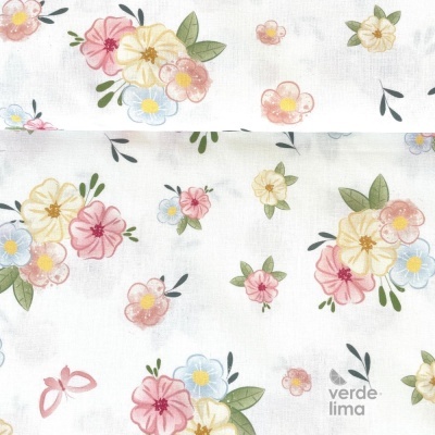 Tecido de Algodão - Estampado digital - Floral