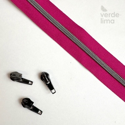 Fecho zipper metalizado pré-cortado 1m - Antracite