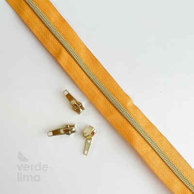 Fecho zipper metalizado pré-cortado 1m - Dourado