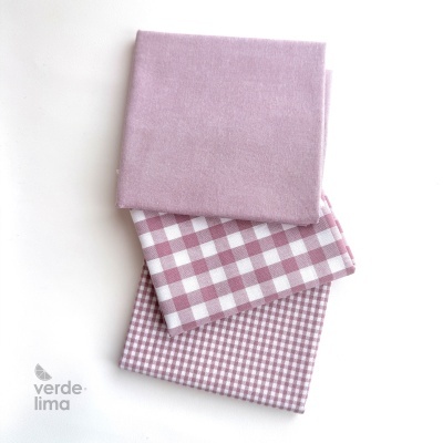 Pack de retalhos - Vichy e cambraia de algodão - Malva