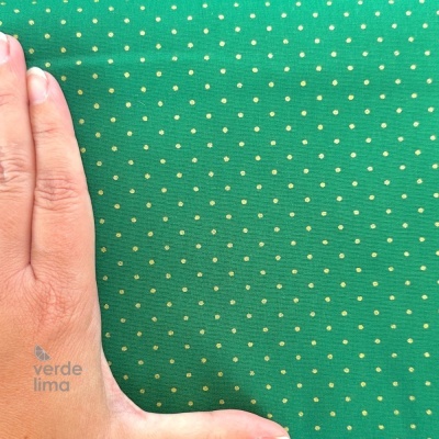 Tecido de Algodão - Pintas com glitter dourado - Verde