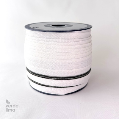 Fecho zipper metalizado malha 5 branco - Bobine de 25m