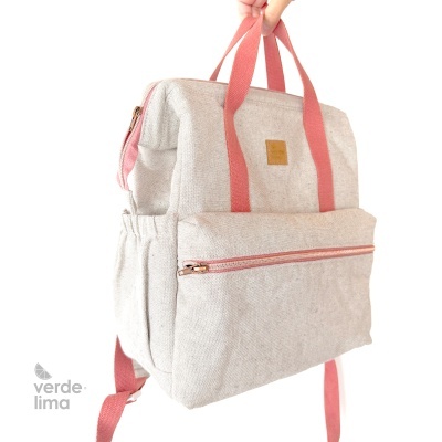 Mochila de maternidade - linho alentejano cinzento