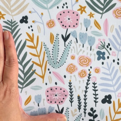Licra estampada - Floral fundo branco