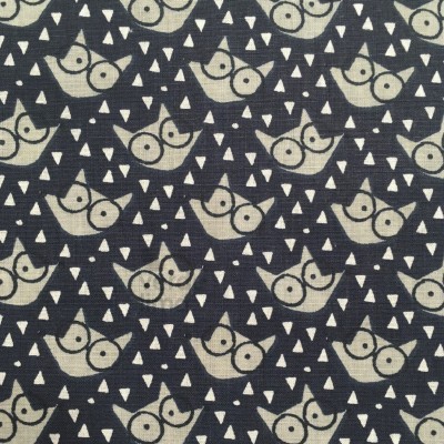 Retalho 60x150cm - Winter fox - fox heads navy blue