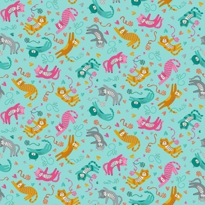 Tecido de Algodão - Whiskers - Playful cats