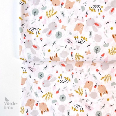 Tecido de Algodão - Rainy friends - cabeças de animais