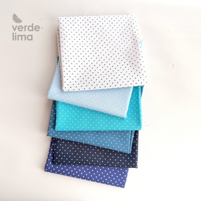 Pack de retalhos - Pintas tons azul céu