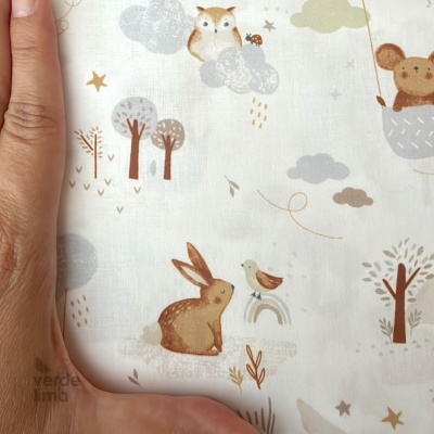 Tecido de Algodão - Estampado digital - Sonhos no bosque