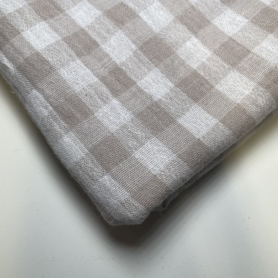 Retalho 42x130cm - Musselina dupla face - Vichy - Areia