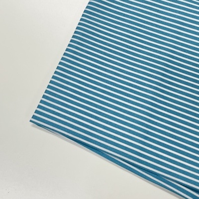Retalho 43x150cm - Tecido de Algodão - Riscas - Stripes - Azul Turquesa