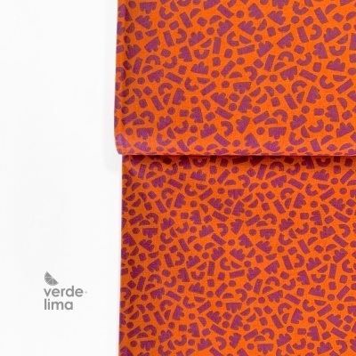 Tecido de Algodão - Mini Geométrico Tijolo e Roxo