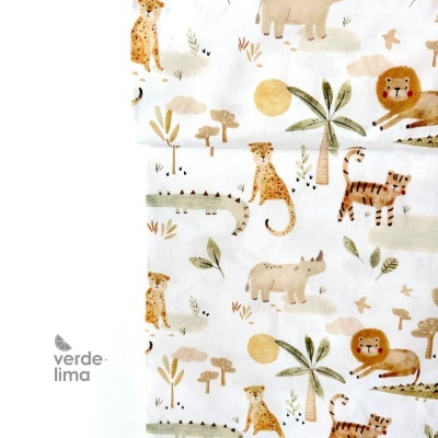 Tecido de Algodão - Estampado digital - Savana - Animais na savana