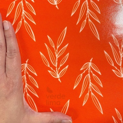 Tecido Plastificado - Midnight Garden - orange leaves