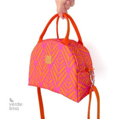 Lancheira térmica - Nylon laranja e rosa