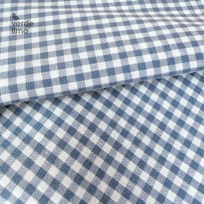 Pack de retalhos - Vichy e cambraia de algodão - Azul ganga