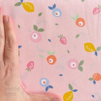 Tecido de Algodão - Fruits - Rosa com Glitter