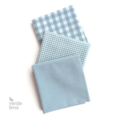 Pack de retalhos - Vichy e cambraia de algodão - Azul água