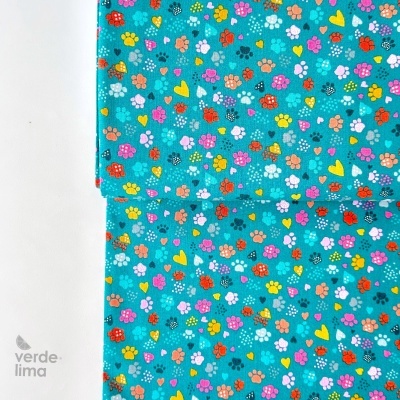 Tecido de Algodão - Whiskers - Pawsome teal