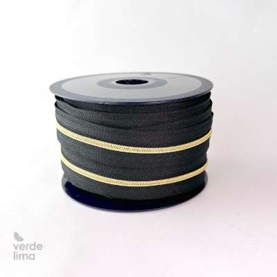 Fecho zipper metalizado malha 3 preto - Bobine de 25m