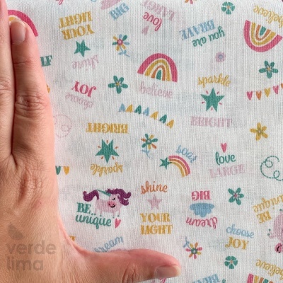 Retalho 50x110cm -Unicorn Kingdom - Be You White