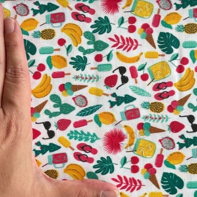 Tecido de Algodão - Fruity Summer - Summer fundo branco