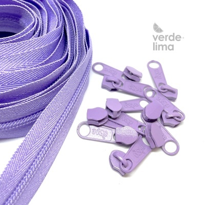 Fecho zipper malha 5 - Pack de 5 metros com 10 cursores