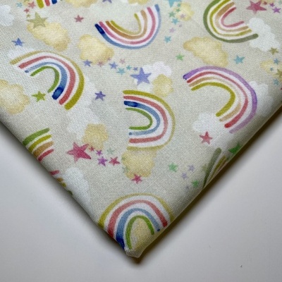 Retalho 103 cm x 110 cm- Tecido de Algodão - My unicorn loves - Unicorn rainbows